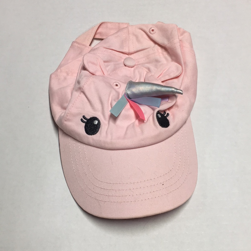 Carter’s Pink Unicorn Kids Baseball Cap with Metallic Horn 2t-4t
